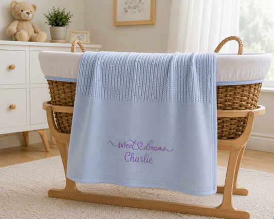 Personalised Cotton Cellular Baby Blanket