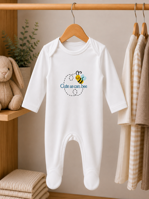 Personalised Plain Front Embroidered Babygrow