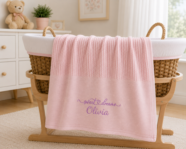 Personalised Cotton Cellular Baby Blanket