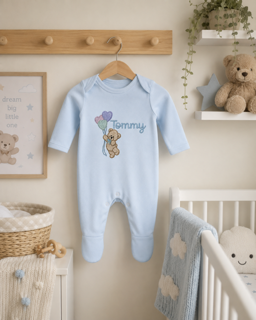 Personalised Plain Front Embroidered Babygrow