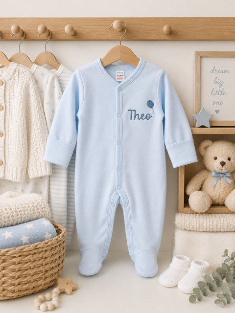 Personalised Front Popper Embroidered Babygrow