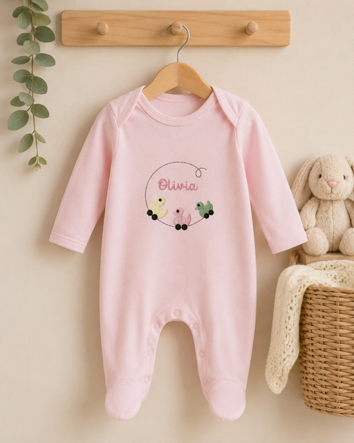 Personalised Plain Front Embroidered Babygrow