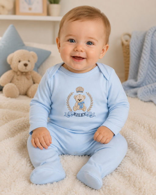 Personalised Plain Front Embroidered Babygrow