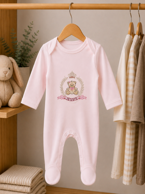 Personalised Plain Front Embroidered Babygrow