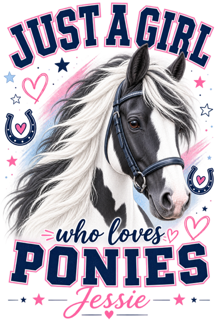 Personalised Just A Girl Who Loves Ponies T-Shirt - Girls Horse Riding, Pony Club & Equestrian Gift