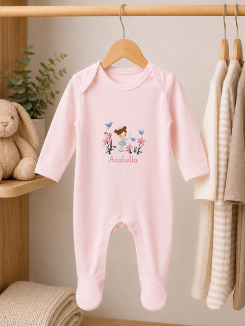 Personalised Plain Front Embroidered Babygrow