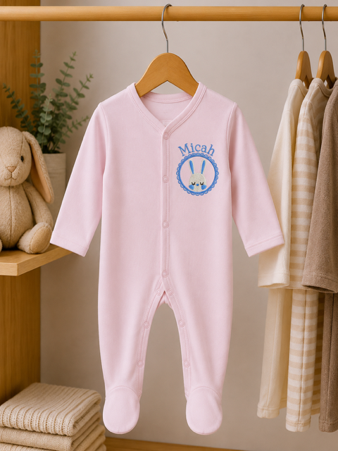 Personalised Front Popper Embroidered Babygrow