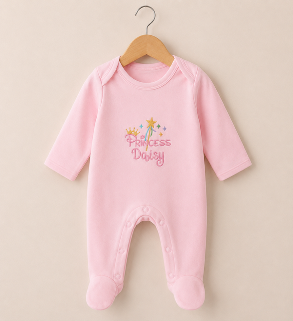 Personalised Plain Front Embroidered Babygrow