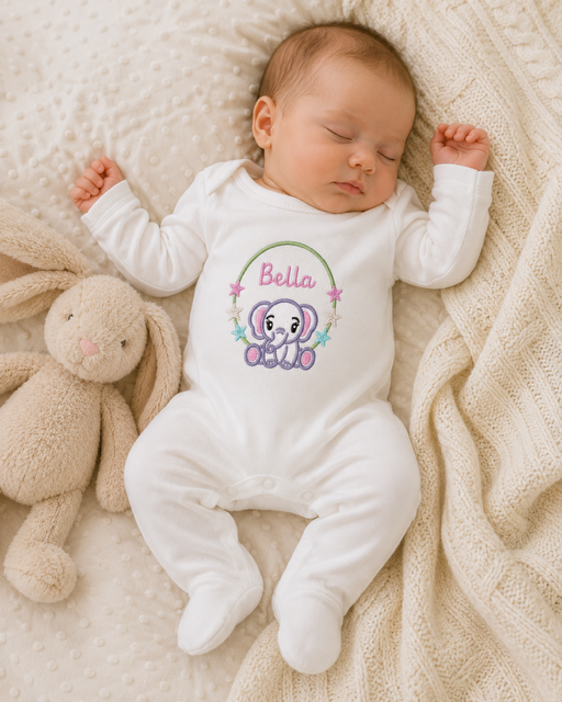 Personalised Plain Front Embroidered Babygrow