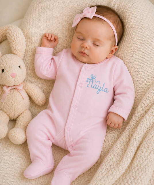 Personalised Front Popper Embroidered Babygrow