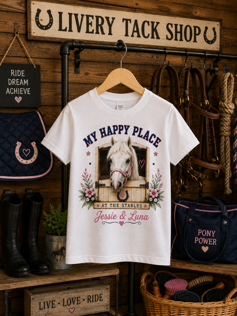 Personalised My Happy Place Pony T-Shirt