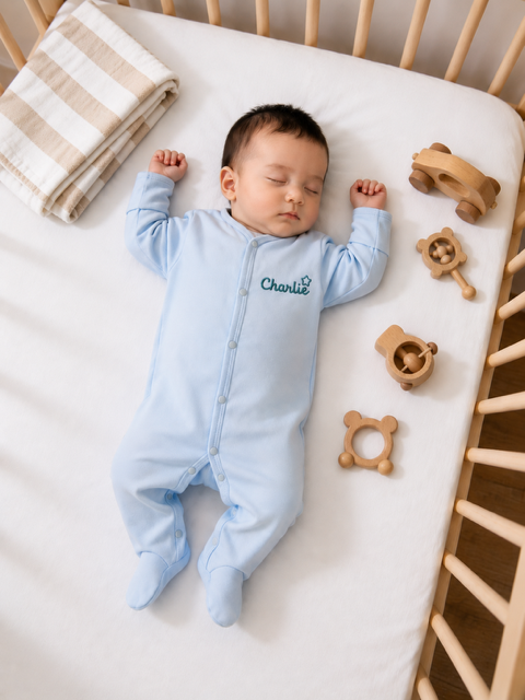 Personalised Front Popper Embroidered Babygrow