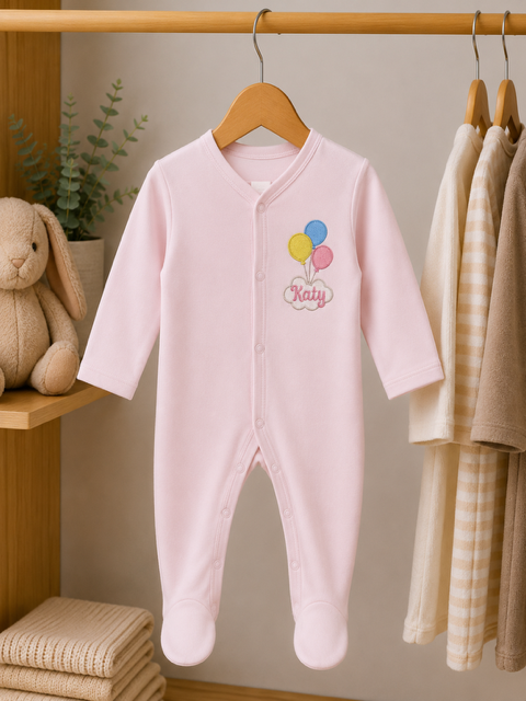 Personalised Front Popper Embroidered Babygrow