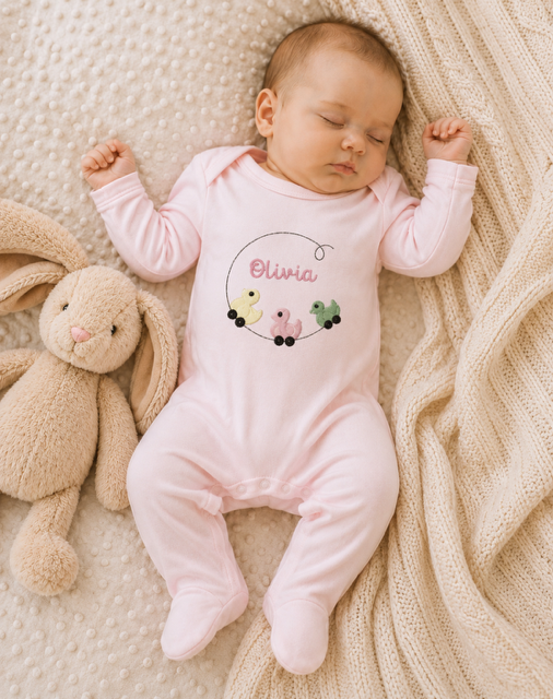 Personalised Plain Front Embroidered Babygrow