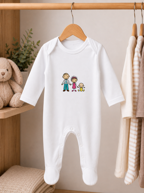Personalised Plain Front Embroidered Babygrow