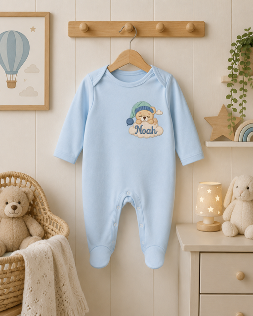 Personalised Plain Front Embroidered Babygrow