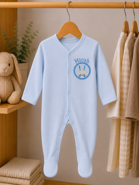 Personalised Front Popper Embroidered Babygrow