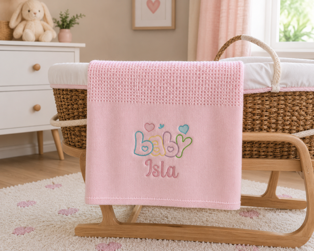 Personalised Cotton Cellular Baby Blanket