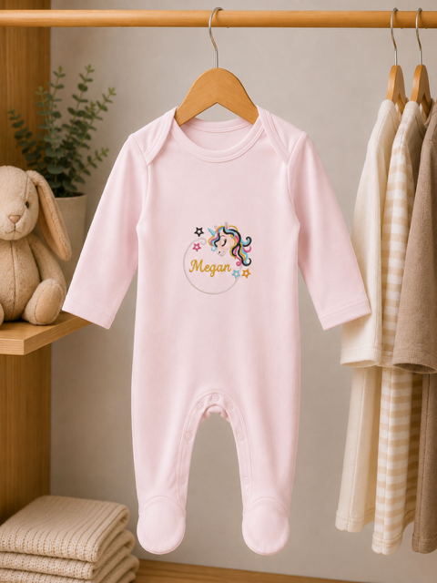 Personalised Plain Front Embroidered Babygrow