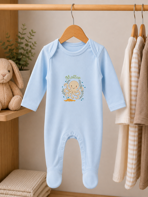 Personalised Plain Front Embroidered Babygrow