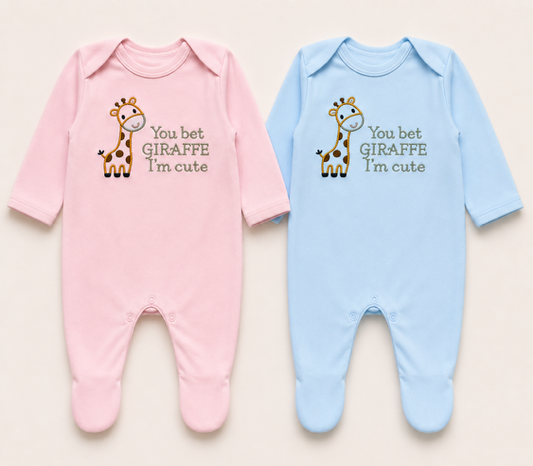 Personalised Plain Front Embroidered Babygrow