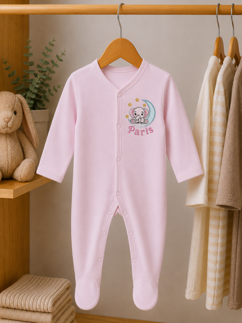 Personalised Front Popper Embroidered Babygrow