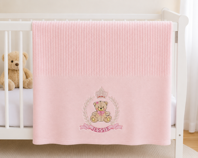 Personalised Cotton Cellular Baby Blanket