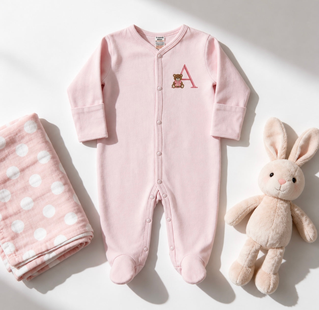 Personalised Front Popper Embroidered Babygrow