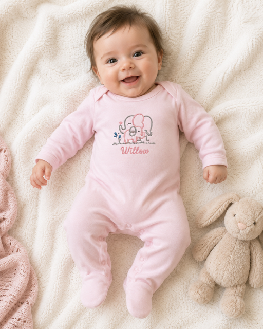 Personalised Plain Front Embroidered Babygrow