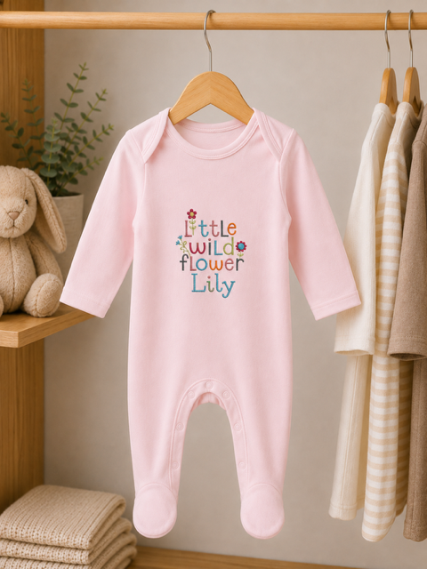 Personalised Plain Front Embroidered Babygrow