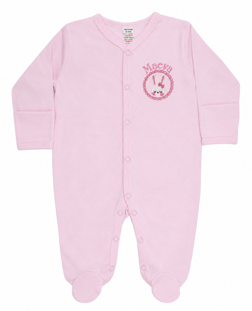 Personalised Front Popper Embroidered Babygrow