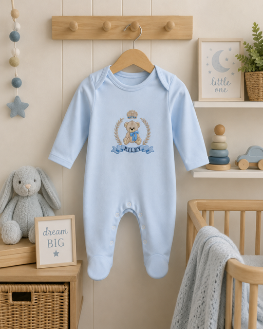 Personalised Plain Front Embroidered Babygrow