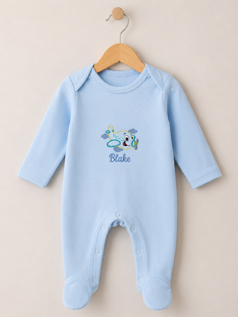 Personalised Plain Front Embroidered Babygrow