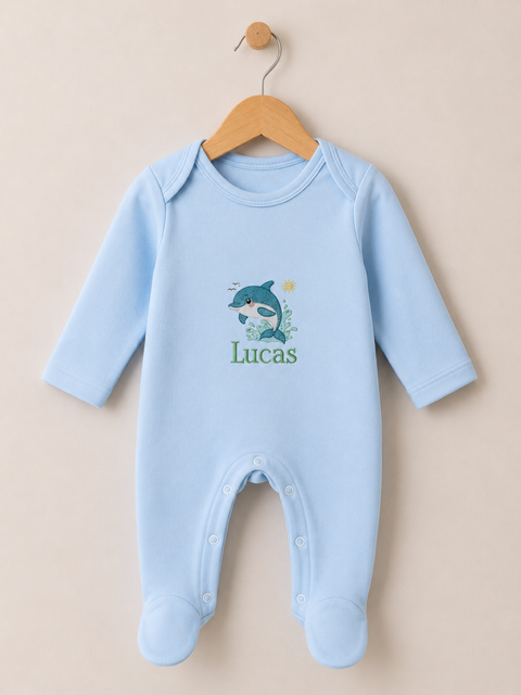 Personalised Plain Front Embroidered Babygrow