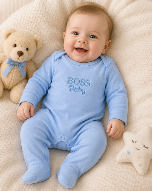Personalised Plain Front Embroidered Babygrow