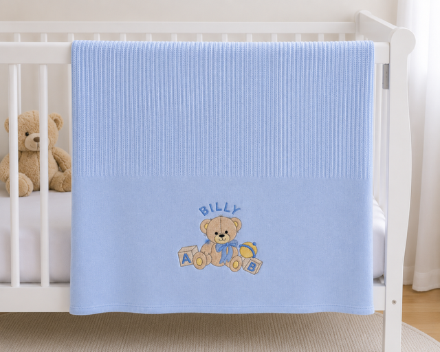Personalised Cotton Cellular Baby Blanket